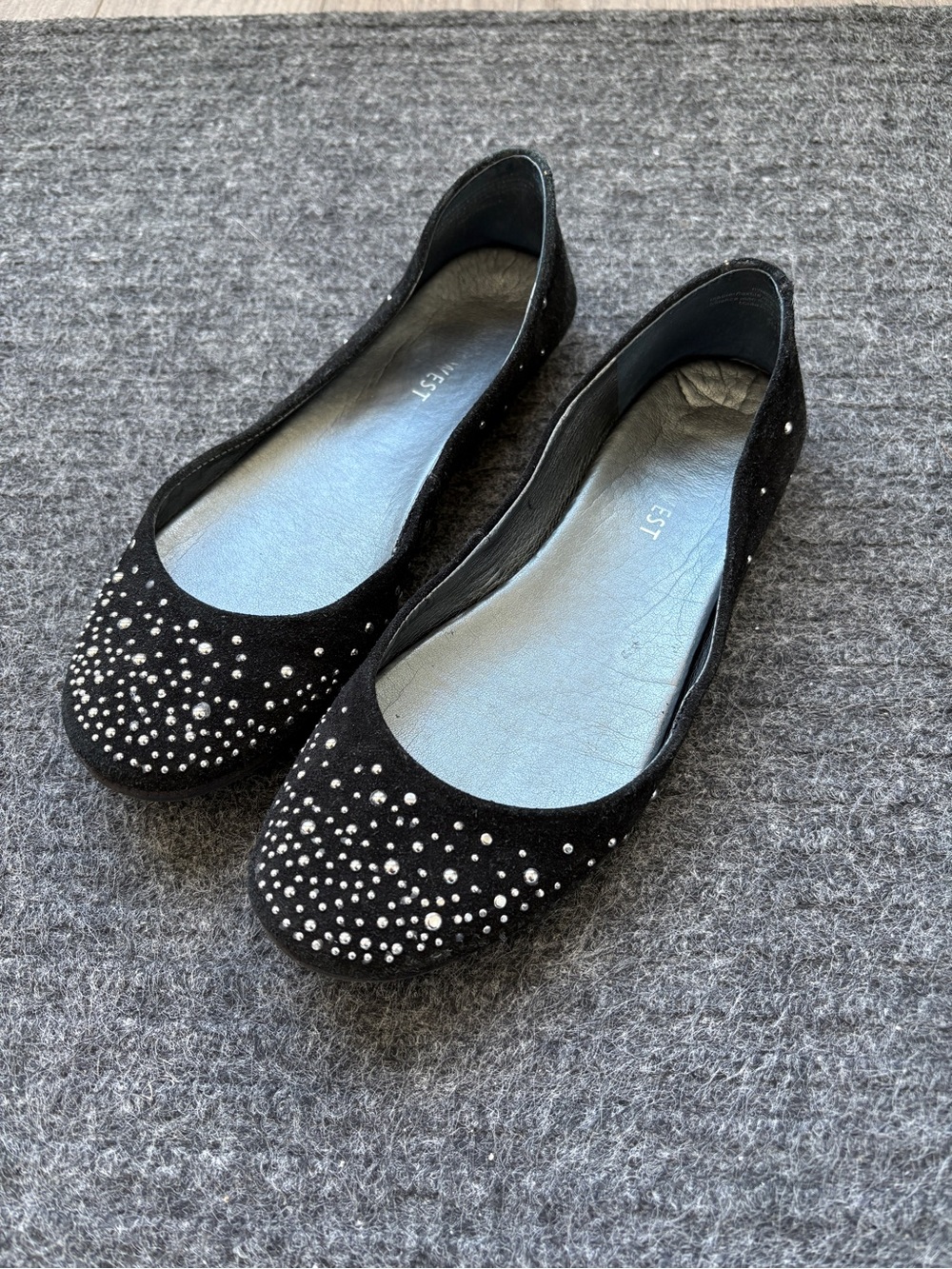 Nine West - Silver Studded Suede Flats (size 5)